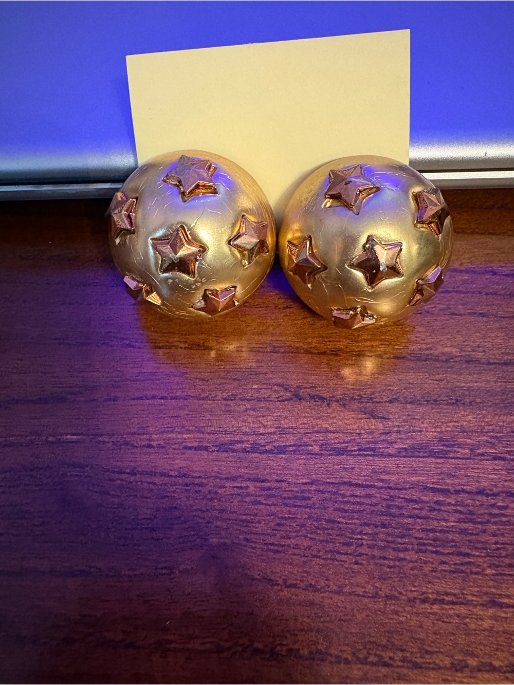 Vintage Gold Star Dome Clip Earrings